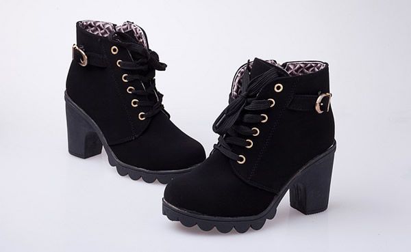 Girl's Woman Women High Heel Ankle Boots Ladies Shoes Leather ...