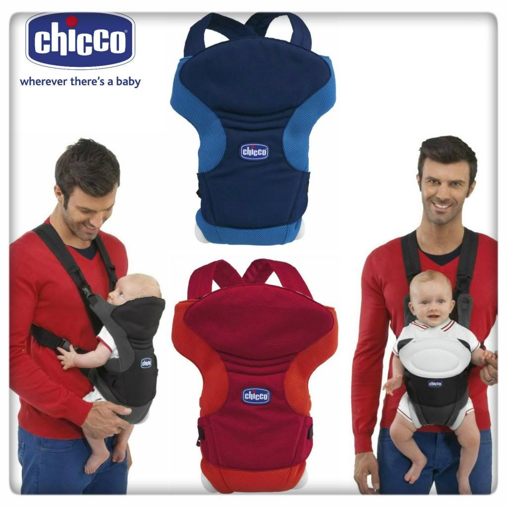 Chicco Go Baby Carrier Blue & Red Wave Infant Backpack & Sling New