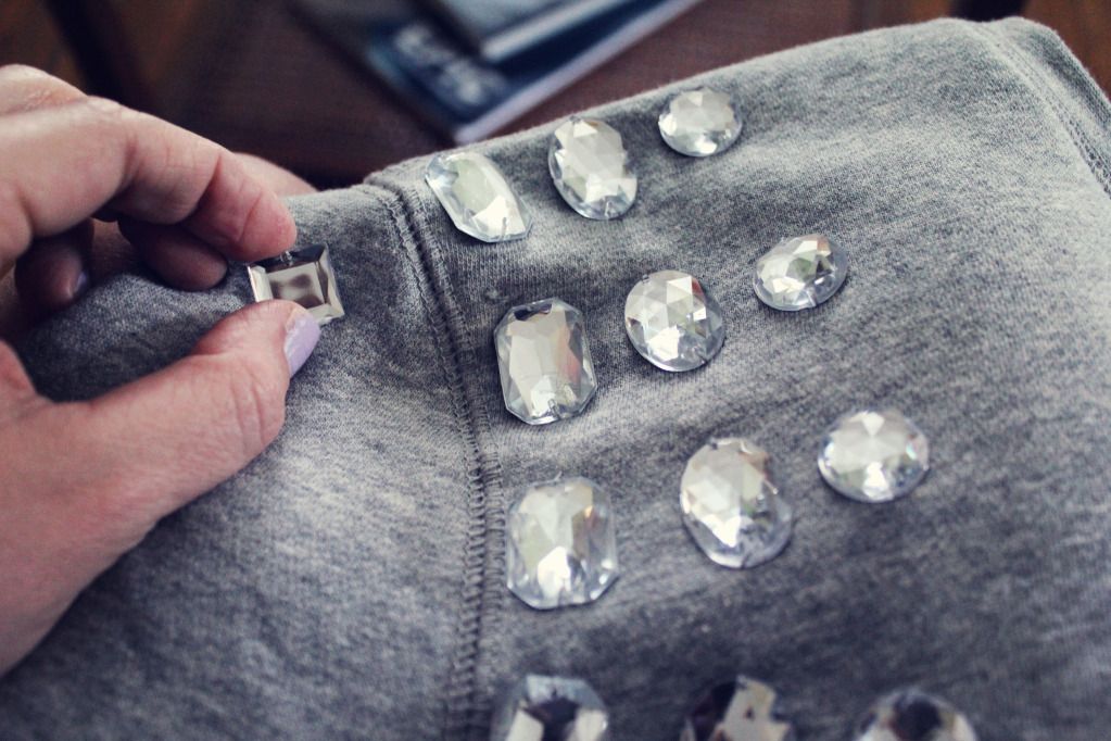 We Live Upstairs Embellished Sweatshirt DIY