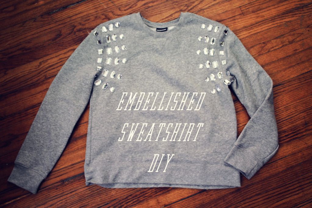 We Live Upstairs Embellished Sweatshirt DIY