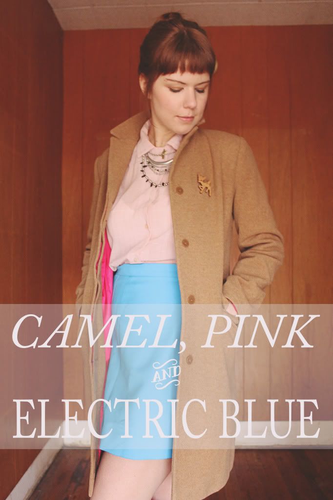 We Live Upstairs Camel Pink and Electric Blue Outift