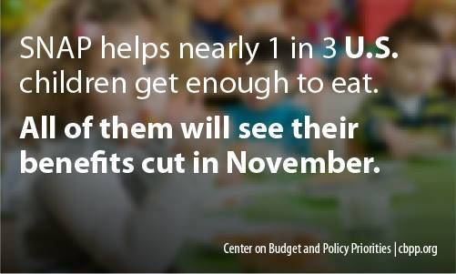 SNAP helps nearly 1 in 3 U.S. children get enough to eat. All of them will see their benefits cut in November.