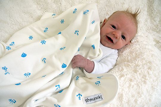 baby boy baby blanket blue nautical cotton