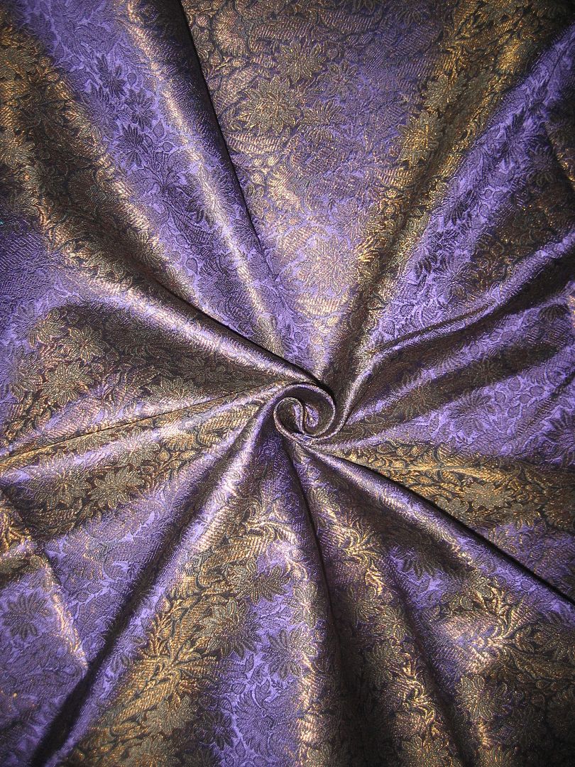 purple brocade blouse material