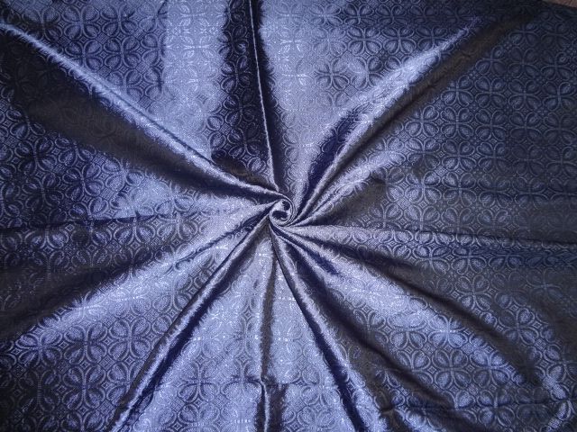 SILK BROCADE FABRIC Midnight Blue colour 44"