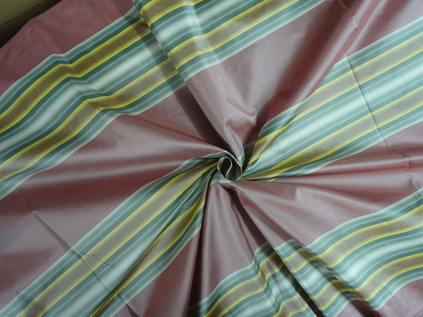 Pure Silk Taffeta Fabric Multi colour w/ Satin Stripes