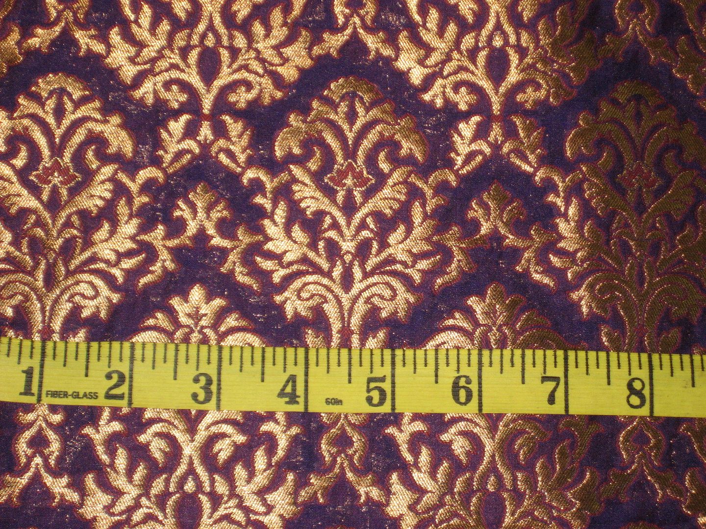 Pure Heavy Silk Brocade Fabric Purple,Pink & Metallic Gold