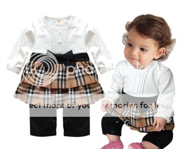 1pc Infant Baby Girl Kids Newborn Plaids Romper Bodysuit Dress Bowknot Clothes