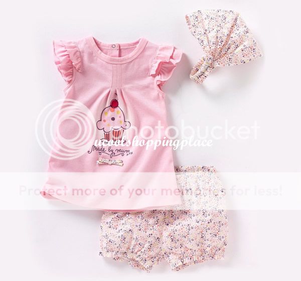 3pcs Kid Baby Girl T Shirt Top Pants Headband Outfit Clothes Pink Cake 0 36M
