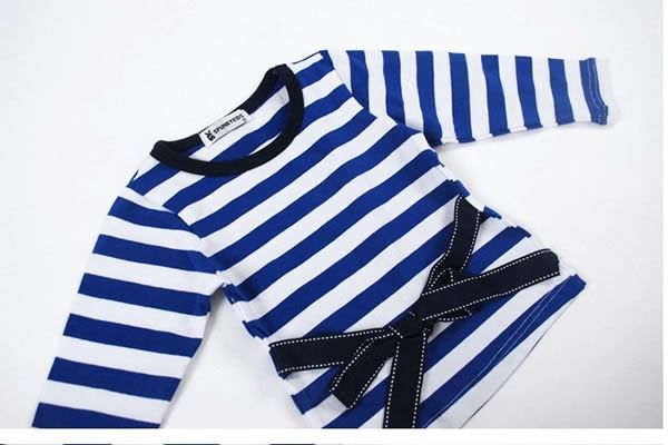 3pcs Baby Girl Kid Coat Tshirt Jeans Outfit Set Clothes Navy Blue Sailor Striped