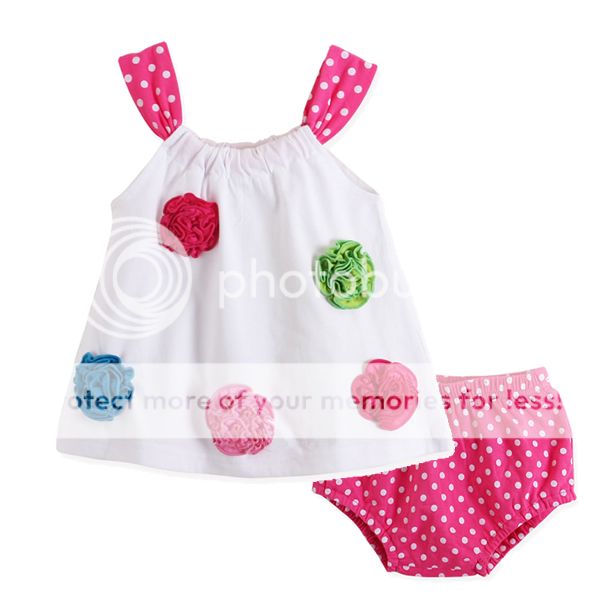 2pcs Infant Kids Infants Baby Girl Flower Top Pants Polka Clothes Outfits Sets