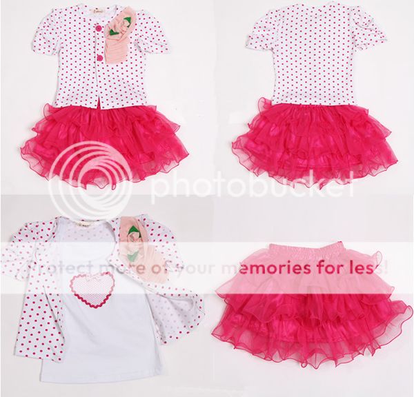 3pcs Baby Girls Kids Coat Top Skirt T Shirt Dress Tutu Outfit Sets Suits Clothes