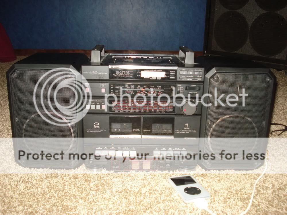 Sharp CD X9 Portable Boombox Ghettoblaster Dual Tape CD AC/DC RARE 