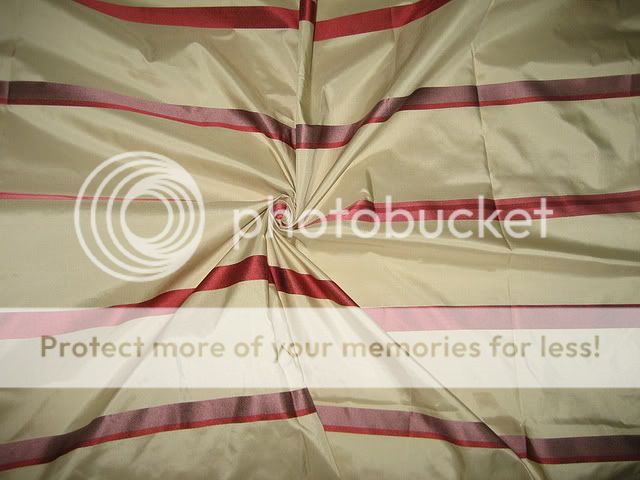 Silk Taffeta Fabric Champagne with satin stripes 54  