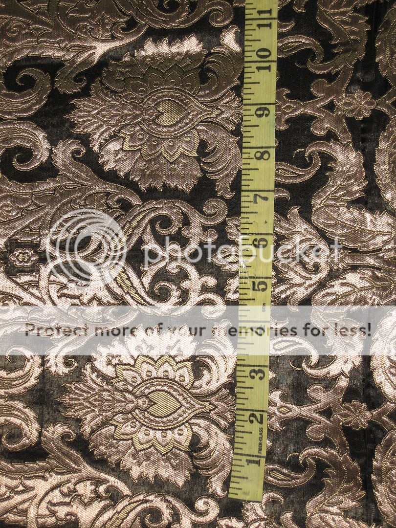 Pure Heavy Silk Brocade Fabric Black & Metallic Gold color